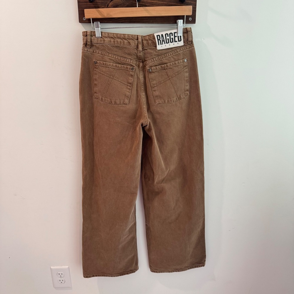 The Ragged Priest Alina Low Rise Baggy Brown Crossover Waist Jeans Size 26 - Picture 4 of 9